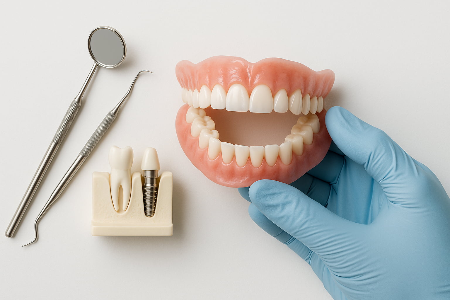 インプラント治療後に痛みが出て歯科医院で診察を受けるイメージ