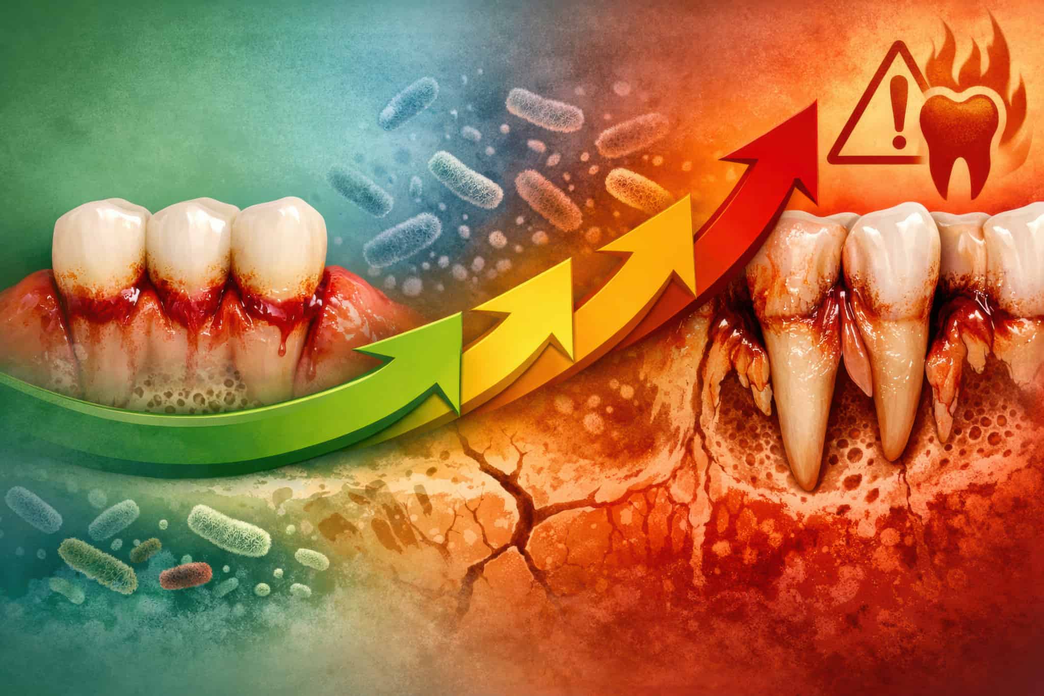 歯周病の進行を描いたCG