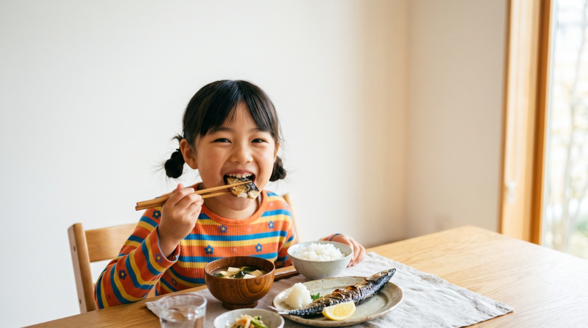 バランスのとれた食事をする子ども