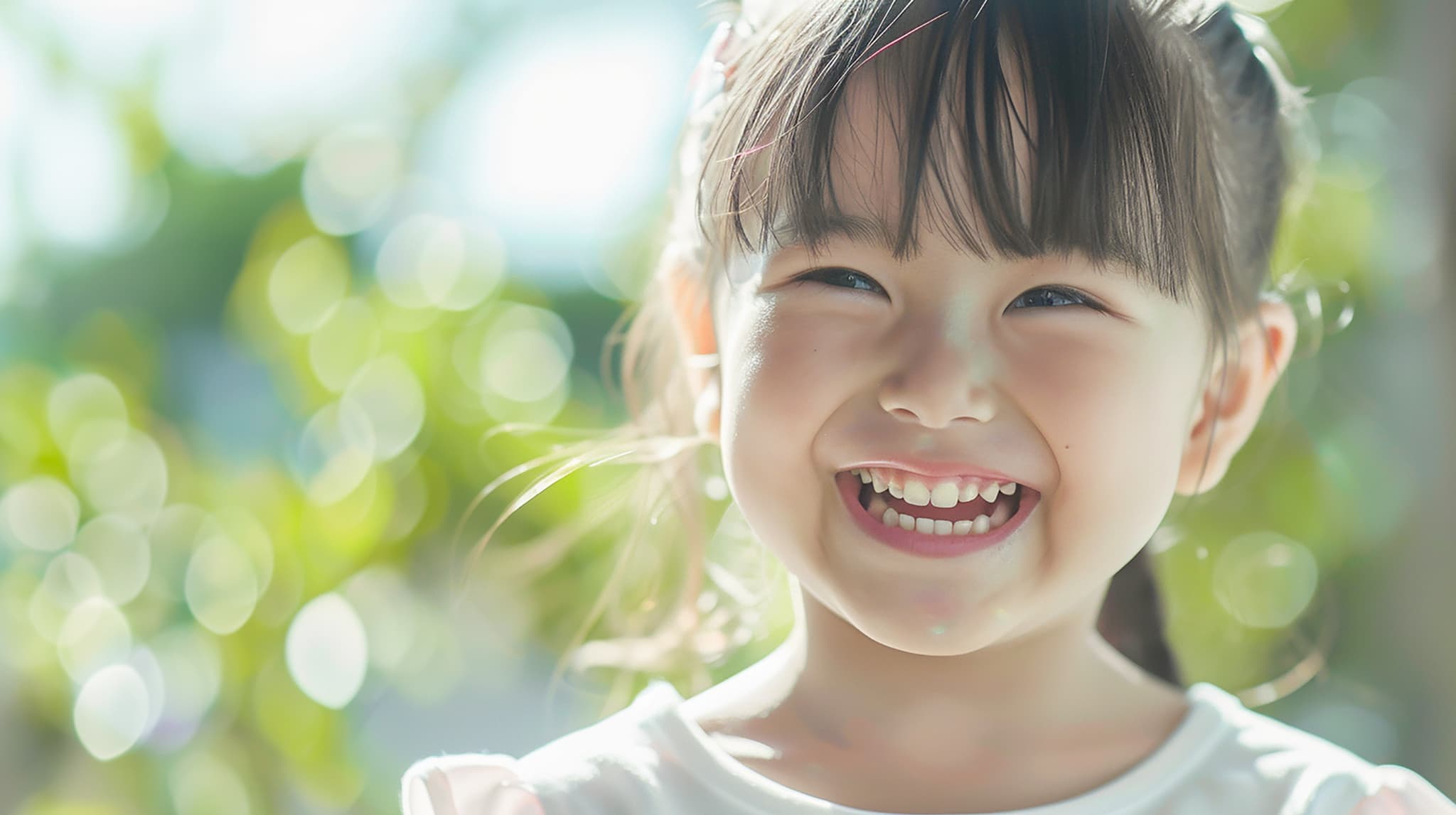 小児矯正で八重歯を治した笑顔の子ども